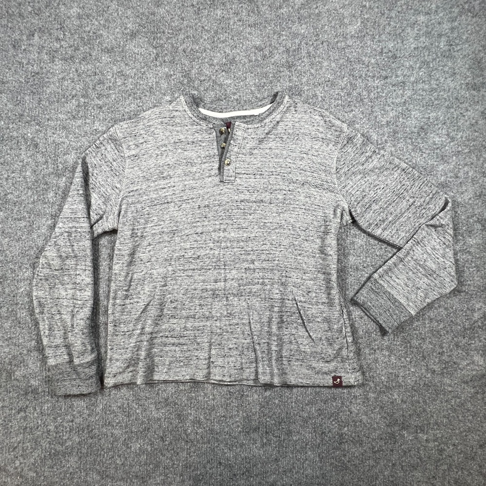 Alesbury Thermal Shirt Mens Medium Heathered Gray Lined Waffle Knit Henley‎ Neck